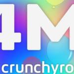 Logo Crunchyroll, avec leur nombre d'abonnées : 4 millions