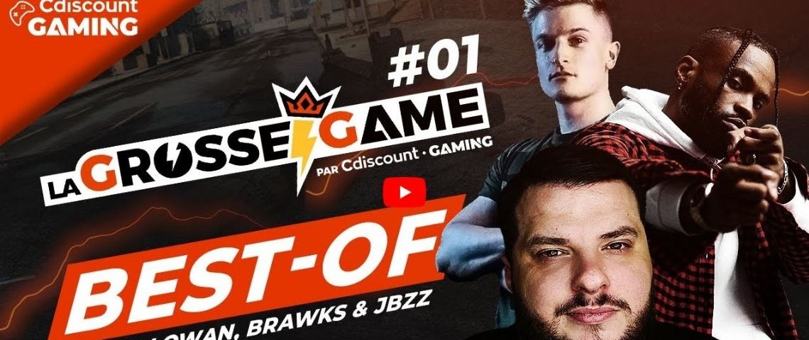 Avec La Grosse Game, Cdiscount se positionne encore plus dans le gaming. Capture d'écran de l'évènement La Grosse Game avec les streamers Lowan, BrokyBrawks et Jbzzed