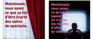 En arrière plan, une personne devant sa fenêtre, avec le message suivant : Maintenant vous savez ce qu'on vit quand on a pas les moyens d'aller au cinéma
