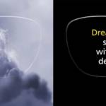 Verre de lunette dans lequel on voit se dessiner un cheval dans les nuages