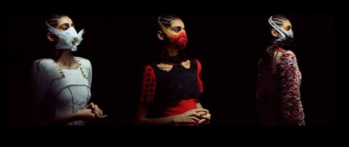 Dans le cadre d'une collaboration caricative, 3 masques Haute couture vont être mis aux enchères Visuel des 3 masques Haute Couture