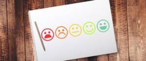 5 smileys, de content à mécontent