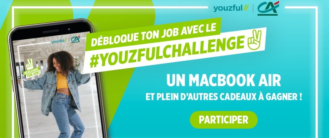 Crédit Agricole débarque pour la 1ère fois sur TikTok avec un challenge imaginé par BETC et Havas Media. Affiche campagne #youzfulchallenge