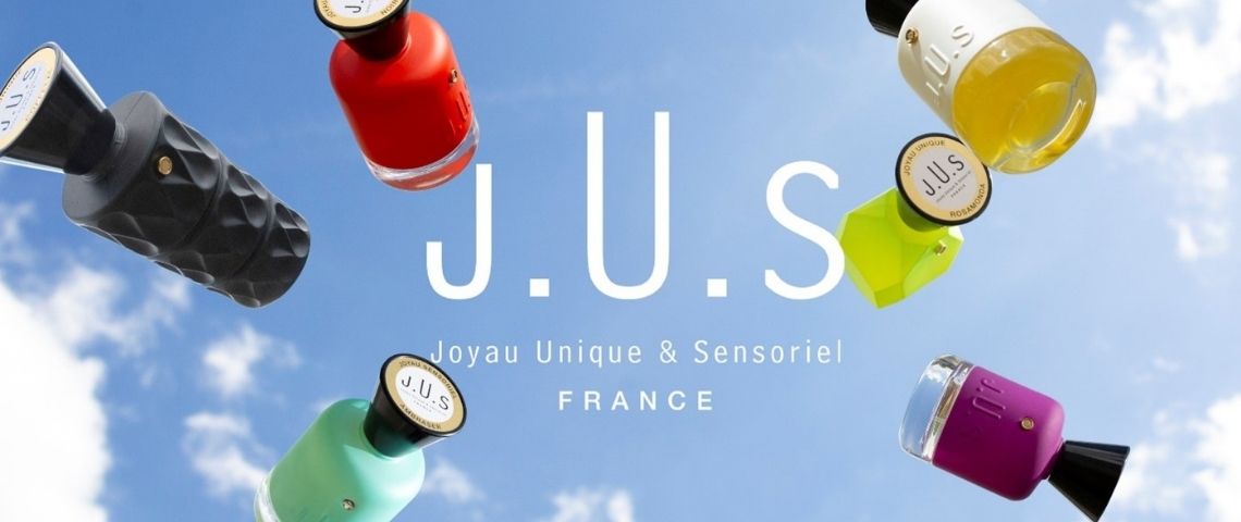 Lancée en 2019, la Maison J.U.S, lève plus de 600K€ auprès de Business Angels Français et d’investisseurs internationaux. Bouteille de parfums J.U.S