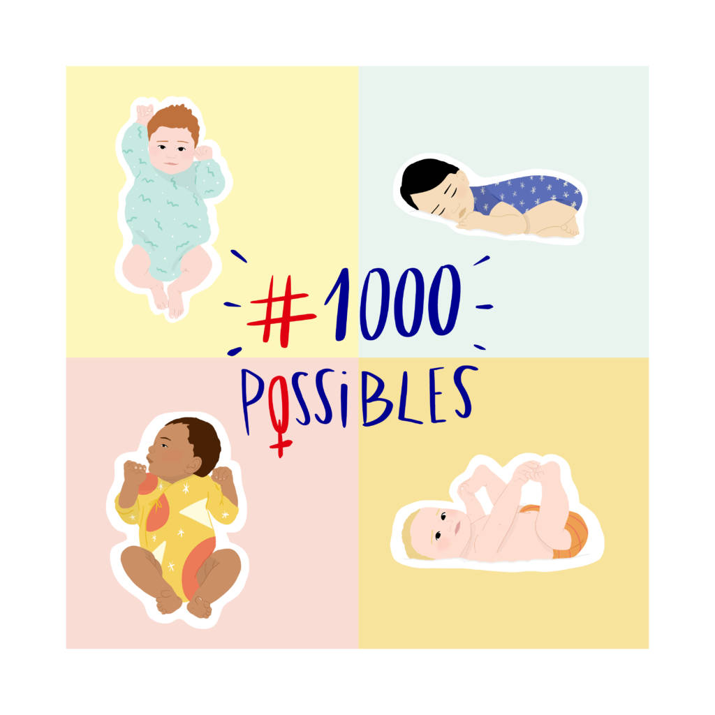 Logo #1000 possibles, avec 4 bébés filles
