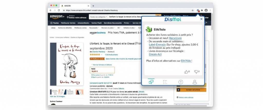 Capture des recommandations du site DisMoi