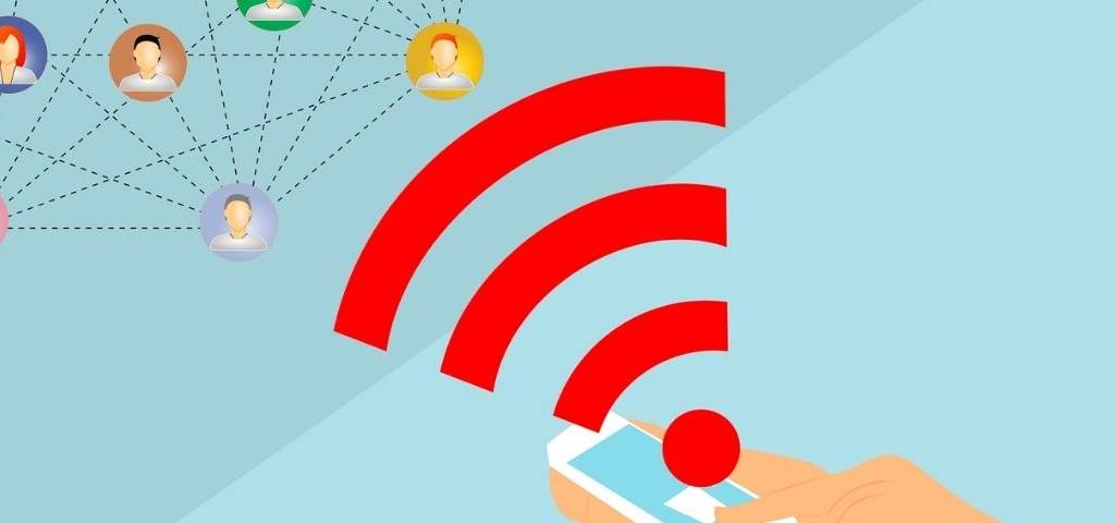 Illustration, d'une onde émanant d'un téléphone et qui se propage vers différentes personnes