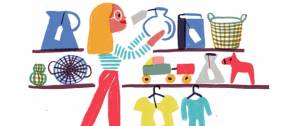Illustration d'une femme faisant des emplettes