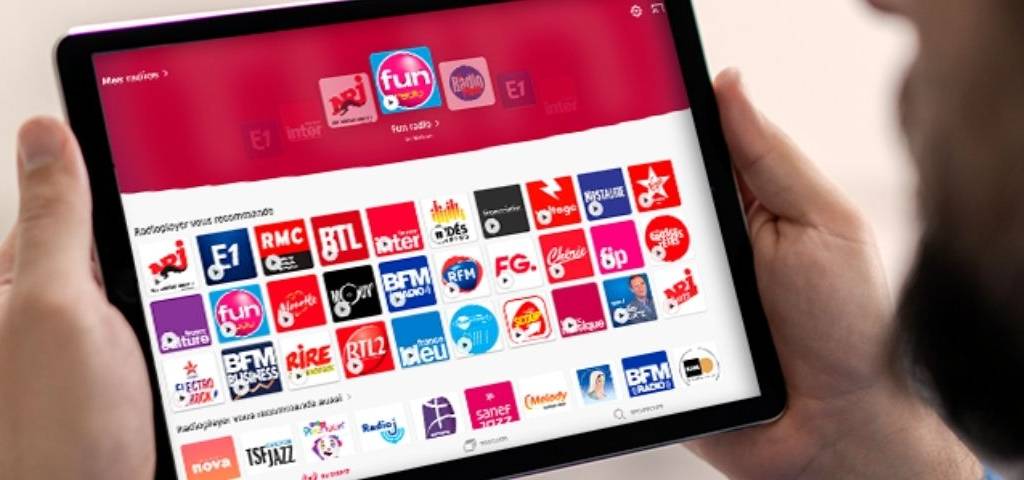 interface de radioplayer, avec les radios accessibles