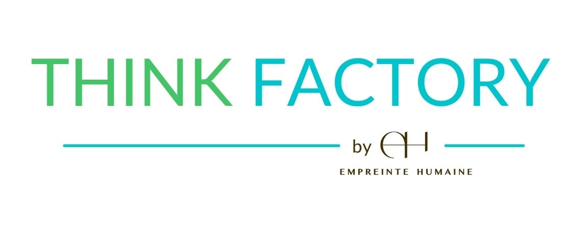 A l’occasion de la journée mondiale sécurité et santé au travail, Empreinte Humaine annonce la création de « Think Factory by EH », 1er Think-Tank dédié à la santé mentale des salariés. Logo « Think Factory by EH »