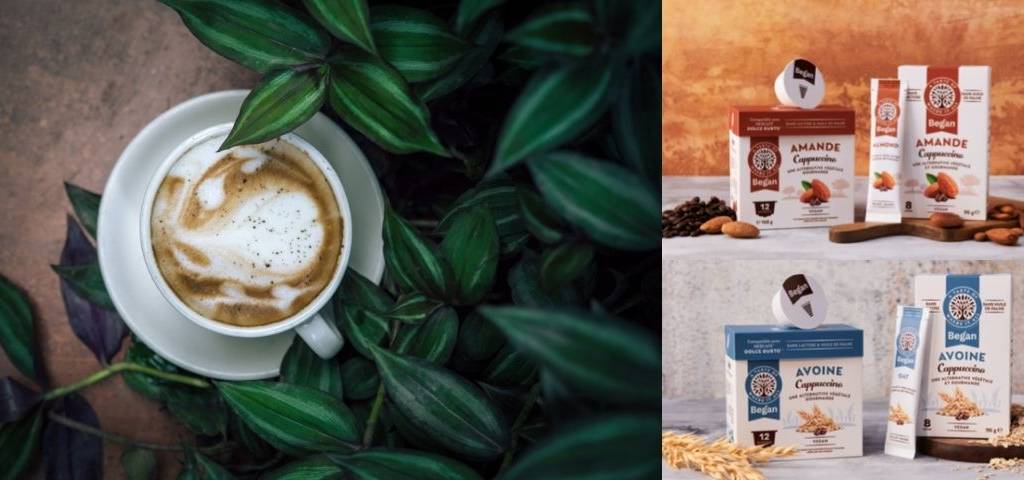 Un cappuccino et les produits vegans de la marque Began
