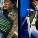 Un homme et une femme qui somnolent dans le métro