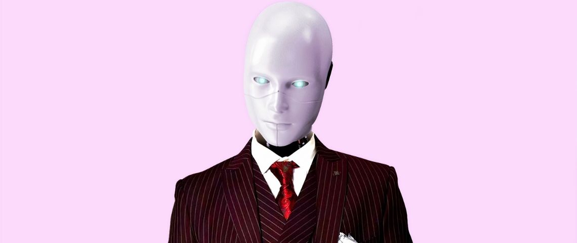 Comment humaniser l’information peut permettre aux entreprises d’être plus transparentes et donc plus responsables ? Un robot en costume cravate