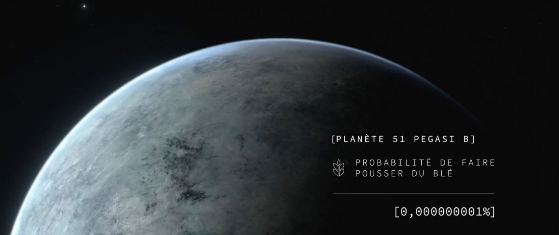Exoplanete avec le message :  - Planete 51 Pegasi B, probabilité de faire du blé, [0.000000001%]
