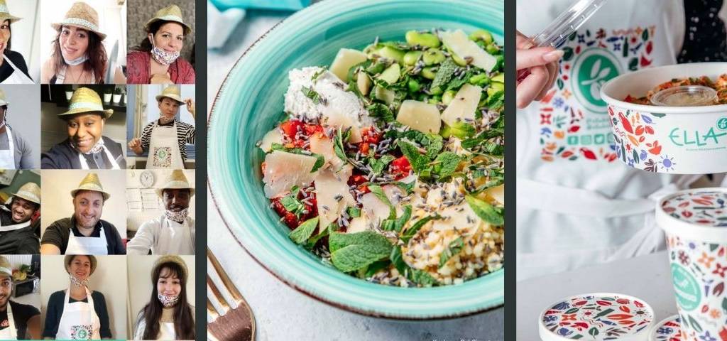 Une salade, des contenants to go, des participants a u projet ELLA