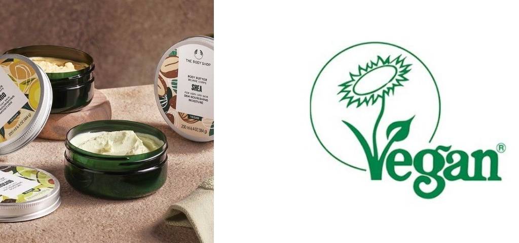 Produits The Body Shop et le logo Vegan