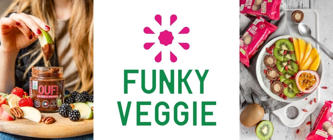 funky-veggie-levee-fonds-alimentation-vegan Produits Funky Veggie et llogo de la marque