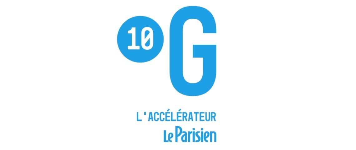 Le Parisien lance 10G, l’accélérateur média des start-up qui façonnent la nouvelle manière de vivre des Français Logo bleu : 10G l'accélérateur le parisien
