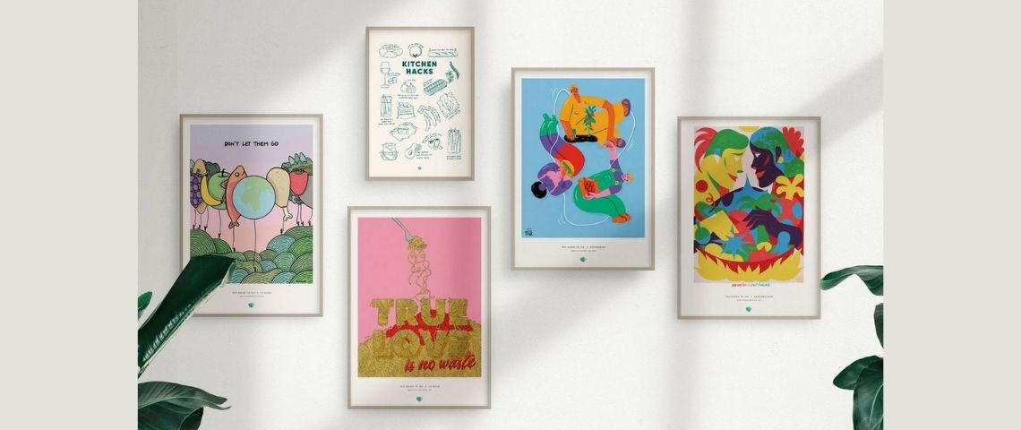 Journée mondiale de l’environnement : collaboration inédite entre Too Good To Go et 14 artistes pour sensibiliser au gaspillage alimentaire Affiche sur le gaspillage alimentaire