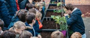 Potager Noocity, avec des enfants autour