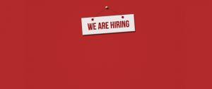 message sur fond rouge : We are Hiring