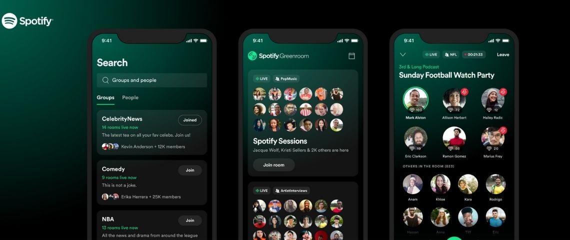 Dès aujourd'hui, l'application Locker Room, que Spotify a acquis en mars dernier, sera lancée en tant que « Spotify Greenroom ». Application Spotify greenroom