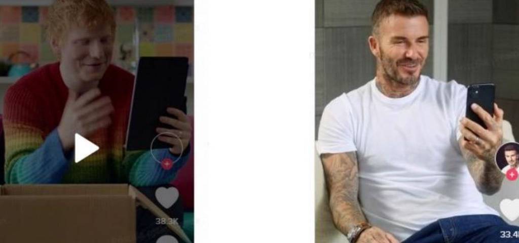 Ed Sheeran célèbre l'EURO 2020 avec un concert exclusif, sur TikTok, le 25 juin 2021 Ed Sheeran et David beckham