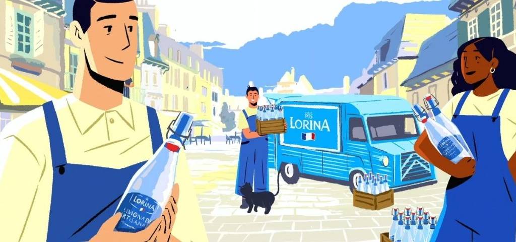 Une femme et deux hommes qui tiennent des boissons Lorina