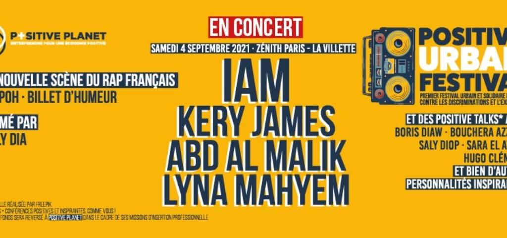 Affiche du Positive Urban Festival avec le nom des artistes