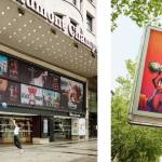 Panneau publicitaire avec un panier de basket intégré