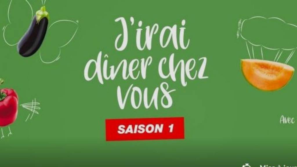 Message :  - J'irai diner chez vous -  entouré de légumes et fruits