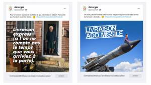 Femme agée sur le pas de sa porte / Missile
