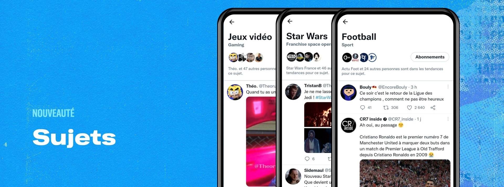 Twitter lance les Sujets en français ; une nouvelle fonctionnalité pour connecter les gens à leurs centres d'intérêt Application Twitter