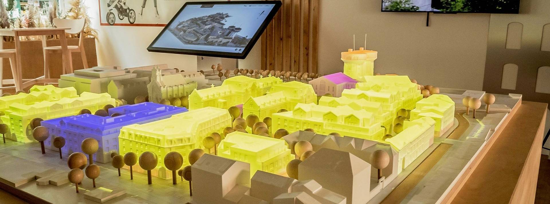 VirtualBuilding et Hoopp réinvente l’expérience autour de la maquette immobilière avec leur Maquette Physique Augmentée Maquette en réalité augmentée d'un quartier