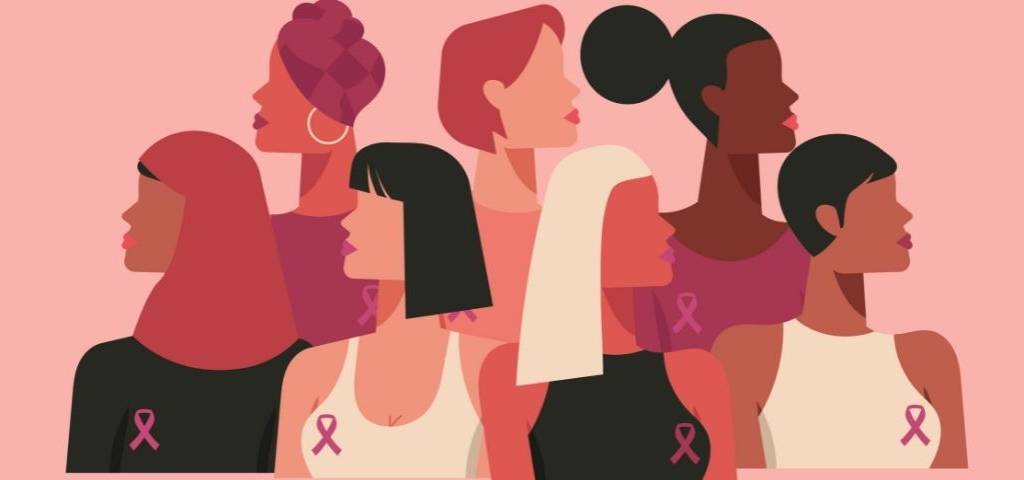 Images de femmes avec le ruban rose de l'octobre rose.