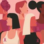 Images de femmes avec le ruban rose de l'octobre rose.