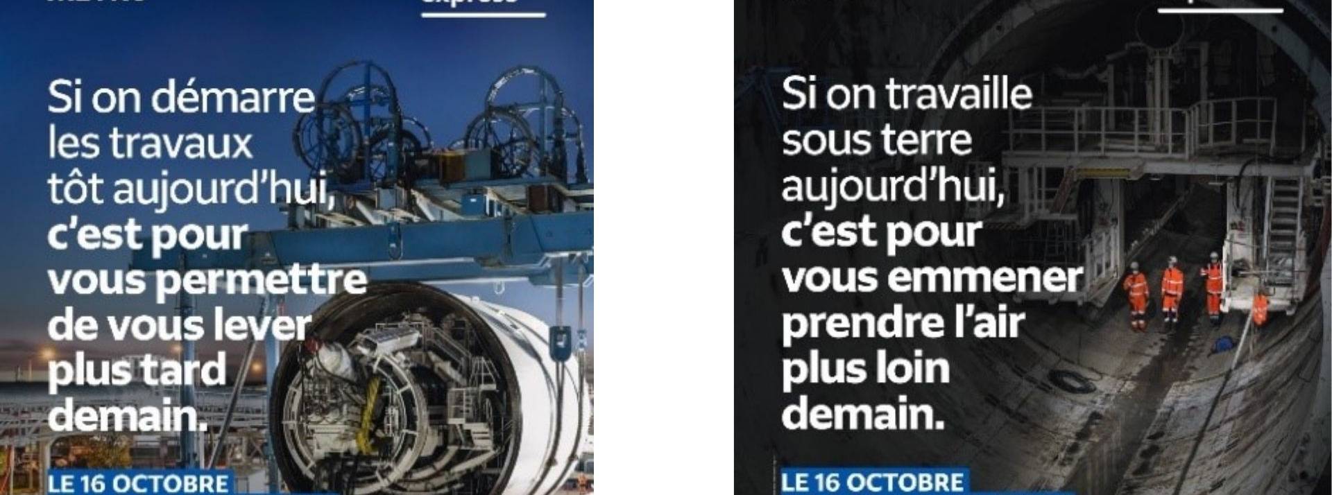 Une campagne sur le Nouveau Métro à l’occasion de la première journée portes ouvertes sur les chantiers du Grand Paris Express Affiche campagne du nouveau métro