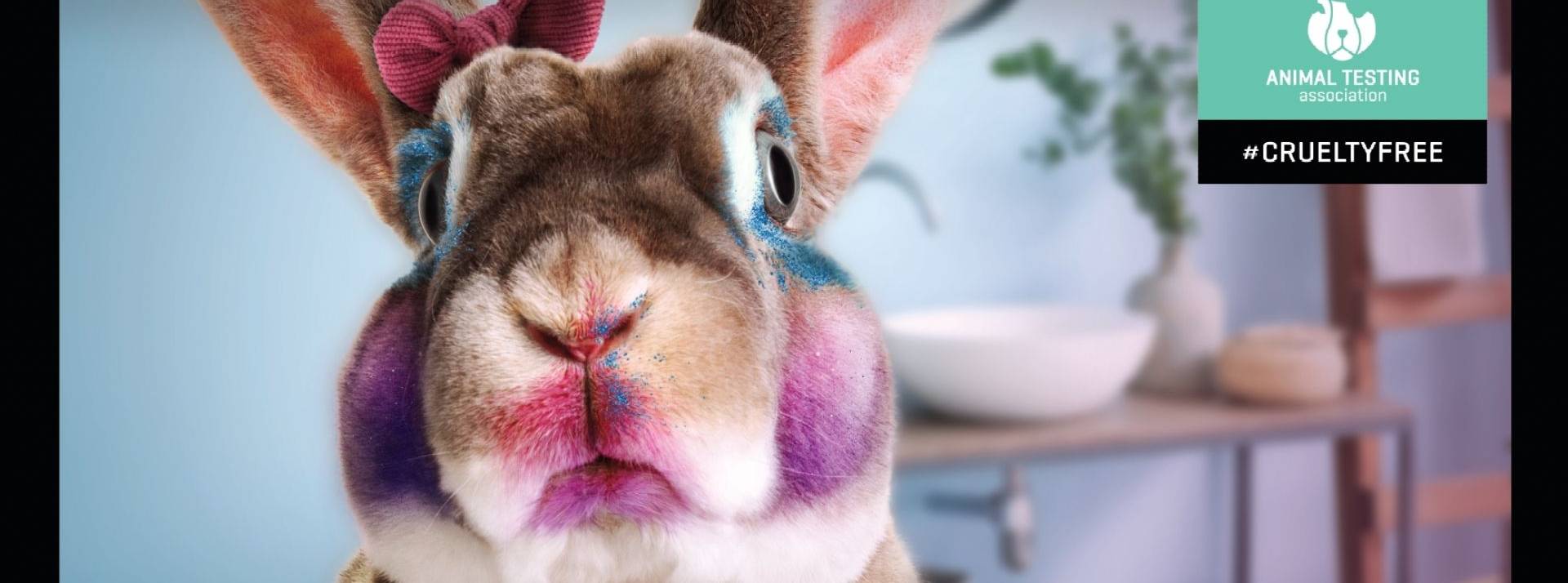 Animal Testing, association française dédiée à la lutte contre les tests fait sur les animaux de laboratoires, lance une campagne d’affichage dans le métro parisien Lapin maquillé