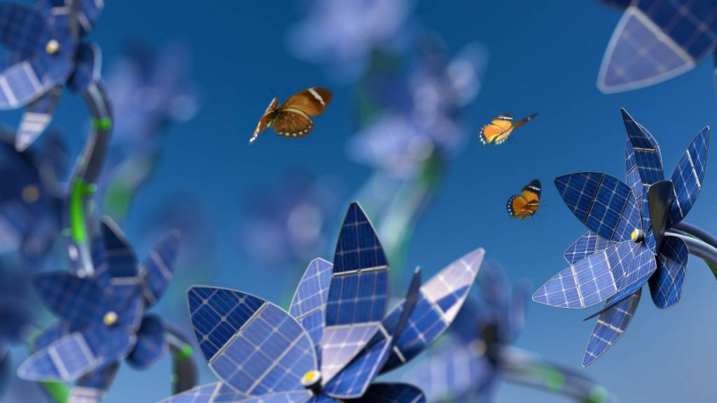 Fleurs réalisées avec des panneaux solaires