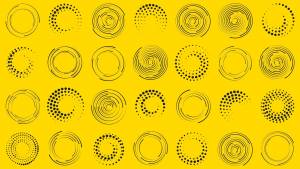 Différents types d'ellipses sur fond jaune