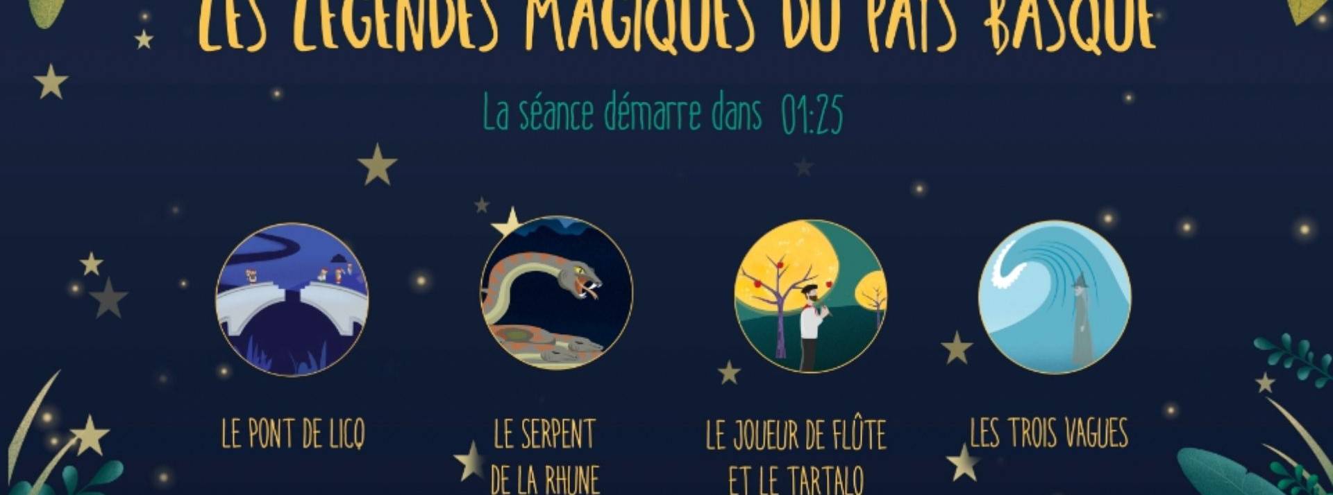 Le centre commercial BAB2 projette le premier dessin animé immersif et intéractif inspiré des contes et des légendes du Pays Basque. Affiche des contes - Les légendes magiques du Pays Basques -