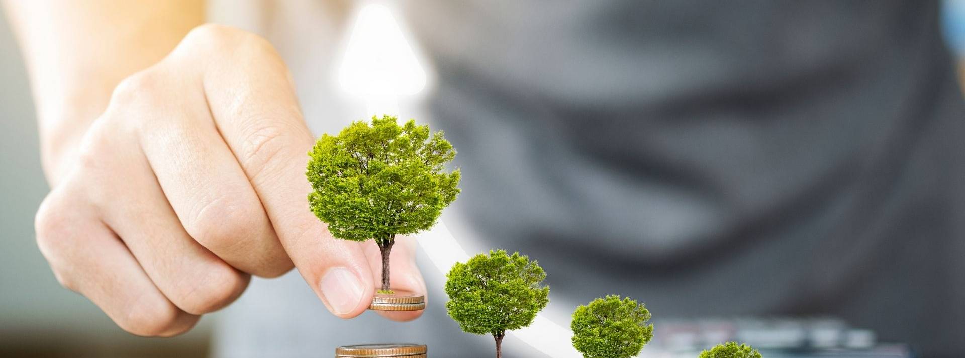 Investissement responsable : MAIF accélère en définissant sa stratégie de sortie des énergies fossiles et rejoint la Net Zero Asset Owner Alliance. Homme emplilant des pièces avec au sommet un arbre