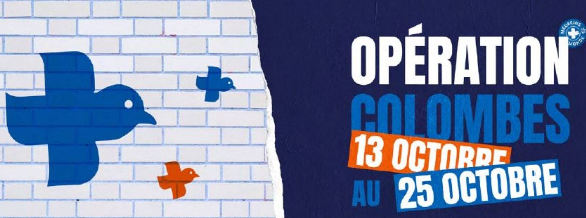 A l’occasion des 35 ans des missions de Médecins du Monde en France lance une opération « Colombes » dans plusieurs villes de France en collaboration avec différents street artistes Colombe bleue
