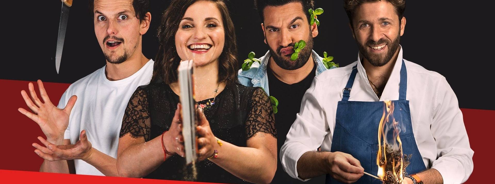 Webedia lance une nouvelle marque éditoriale 100% sociale et incarnée par 4 chefs emblématiques : “Le Feu”. Photo de 4 chefs cuisiniers