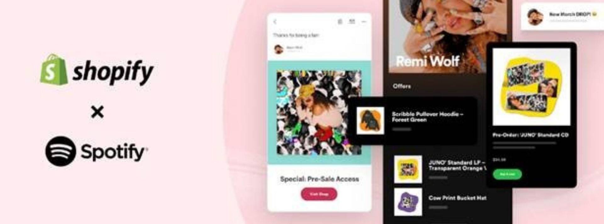 En connectant les applications Spotify et Shopify, les artistes peuvent désormais cibler les auditeurs Visuel application shopify - spotify
