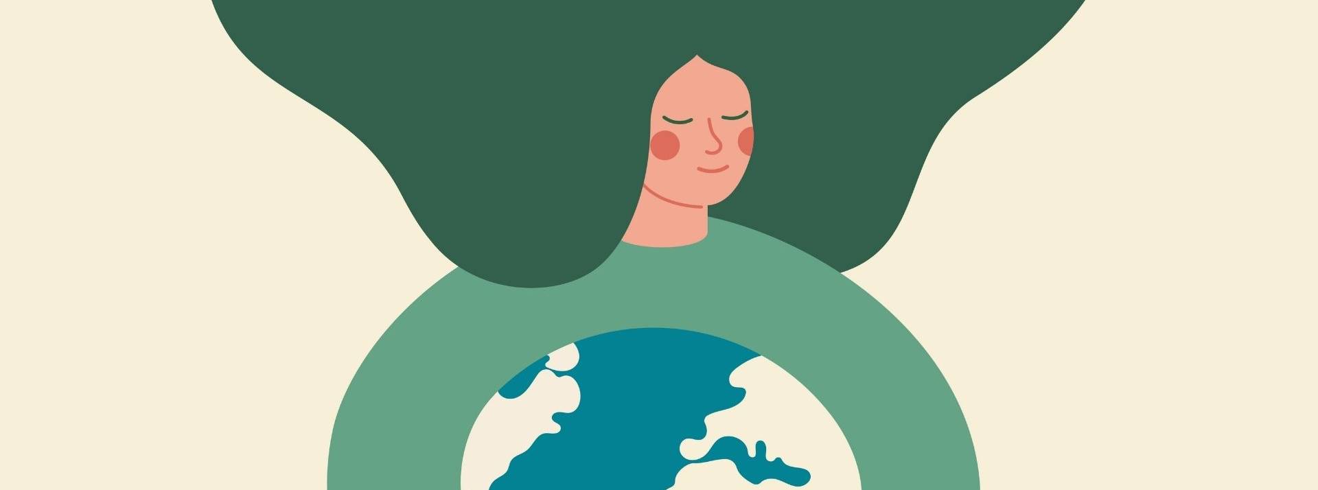 Tikehau Capital s’engage à dédier plus de 5 milliards d’euros d’actifs sous gestion d’ici à 2025 pour combattre l’urgence climatique et crée un Centre d’Action Climat. Femme tenant la planète terre dans ses bras