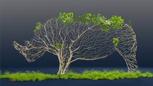 Rhinoceros fait d'arbre et de verdure