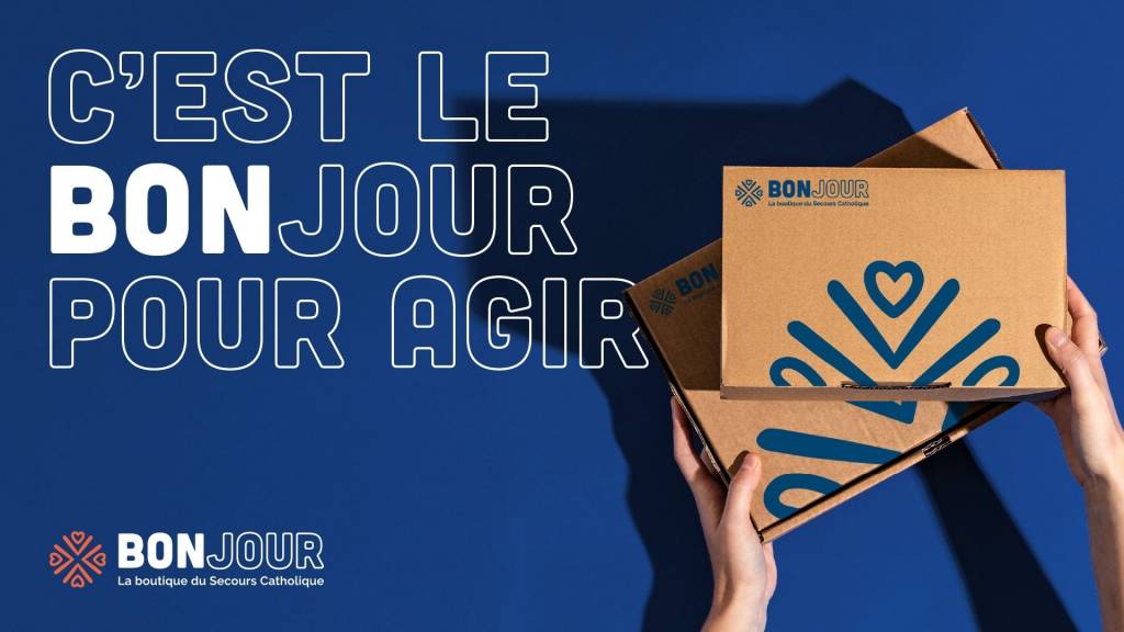 boite en carton a l'effigie de l'e-shop solidaire Bonjour