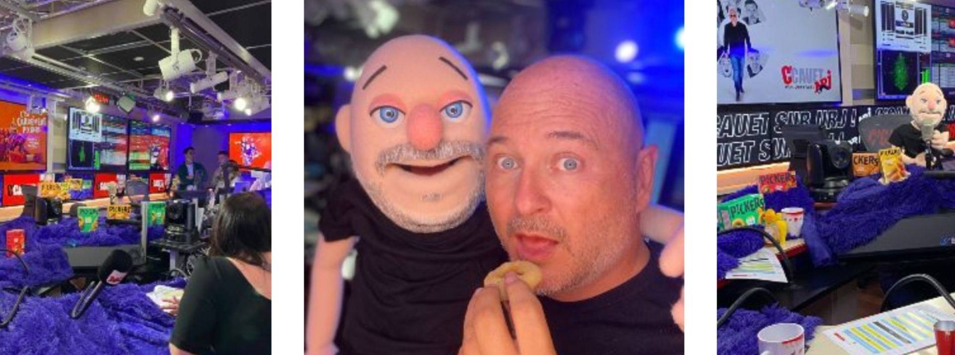 Cauet est transformé en une - Puppet - avec NRJ, McCAIN, AUSTRALIE.GAD Image de la campagne 360° de McCain et AUstralie.GAD