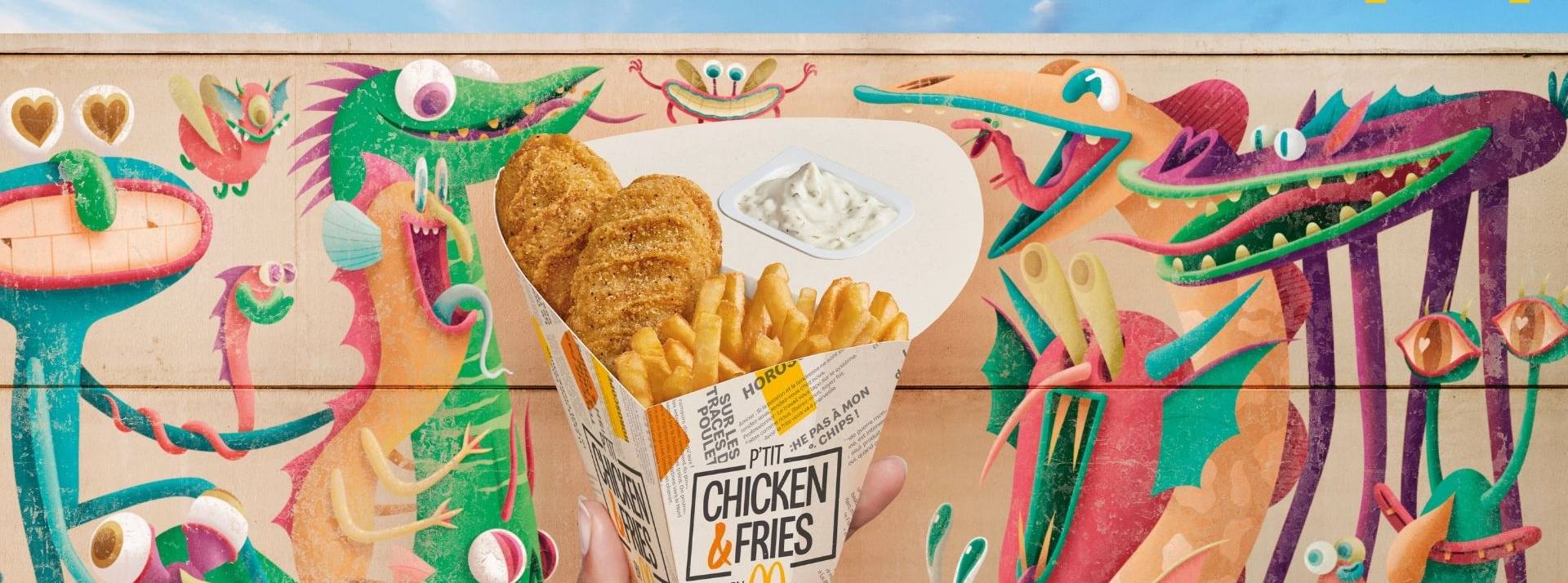 McDonald’s en partenariat avec TBWAParis pour le lancement de son P'tit Fish & Chips. Affiche du P'tit Fish & Chips de McDonald's